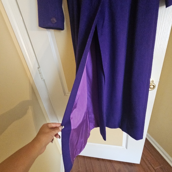 Full length purple wool coat - Picture 5 of 8
